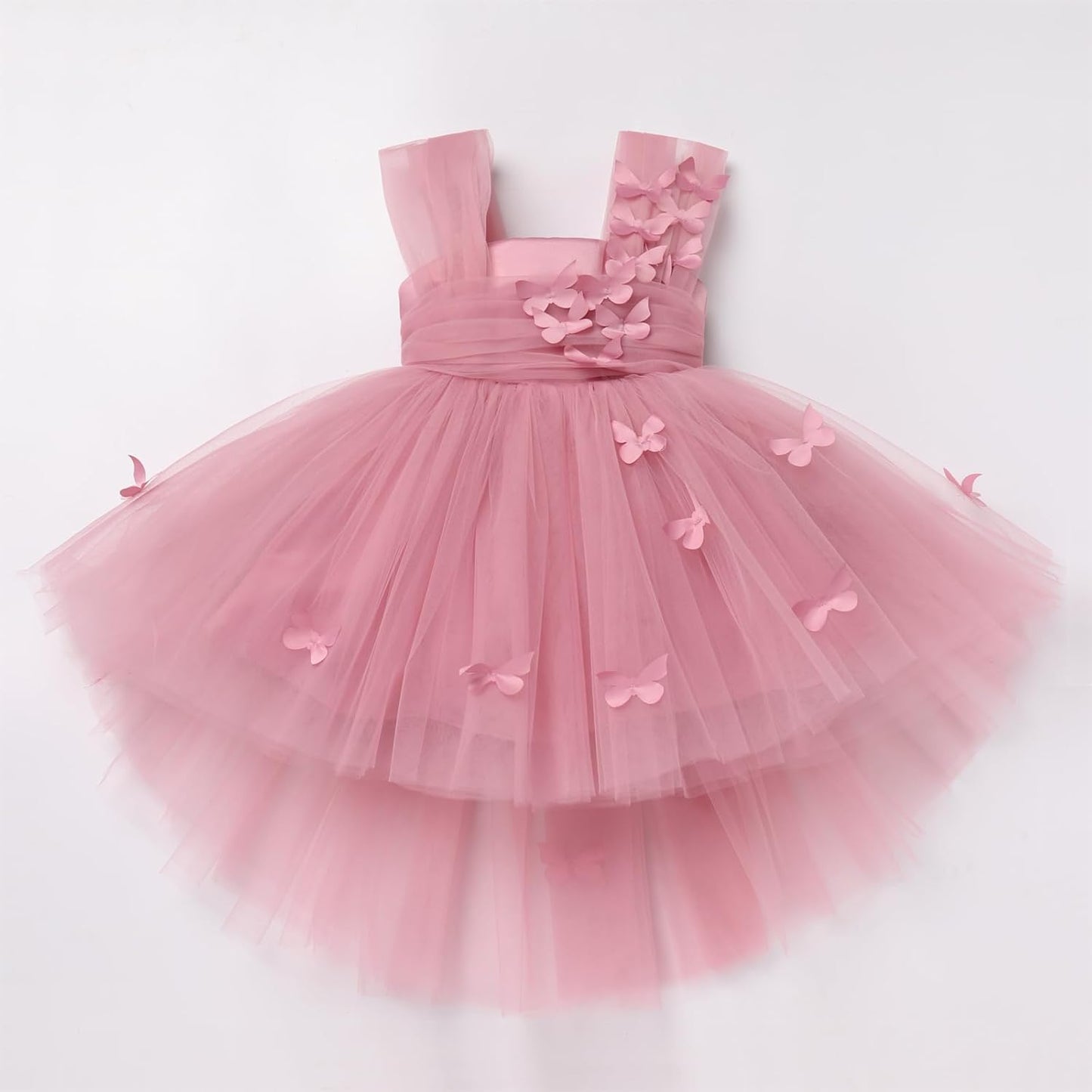 Toddler Baby Flower Girls Sequins Bowknot High Low Tutu Dress Petal Lace Princess Pageant Wedding Birthday Party Formal Gown