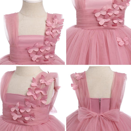 Toddler Baby Flower Girls Sequins Bowknot High Low Tutu Dress Petal Lace Princess Pageant Wedding Birthday Party Formal Gown
