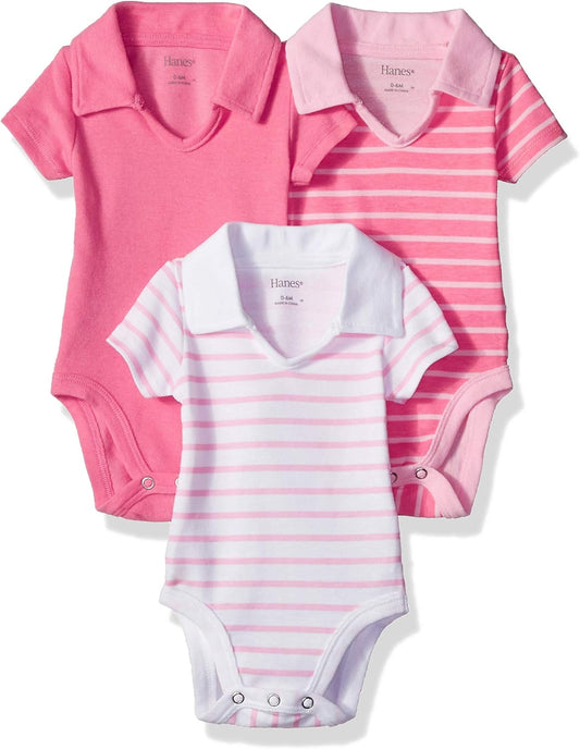 Baby Boys' Ultimate Baby Flexy 3 Pack Short Sleeve Polo Bodysuits