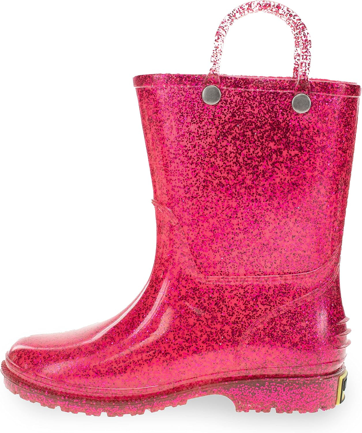 Girl'S Glitter Waterproof Rain Boot with Easy Pull on Handles, Perfect Lightweight Rain Boots for Kids