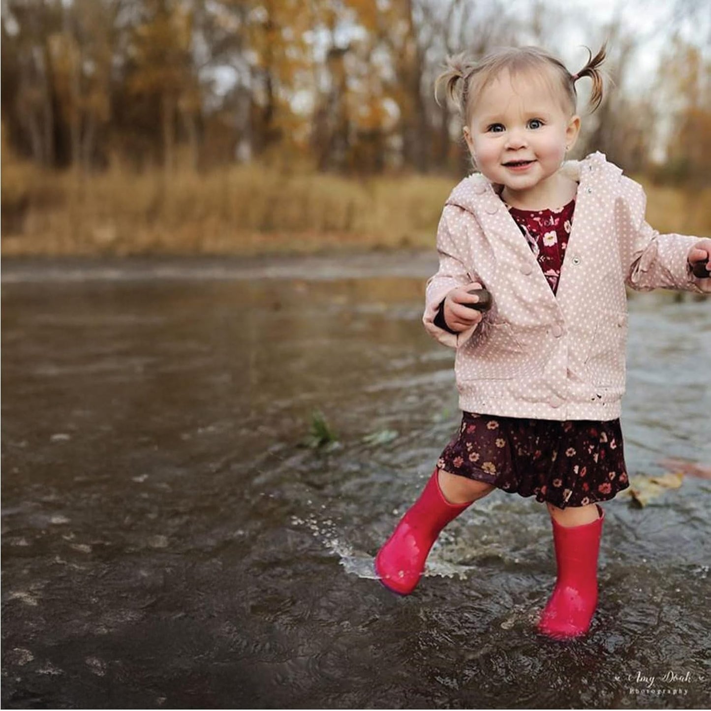 Girl'S Glitter Waterproof Rain Boot with Easy Pull on Handles, Perfect Lightweight Rain Boots for Kids